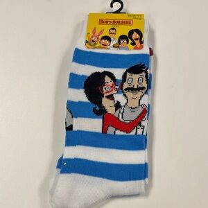 Blue and White Striped Socks